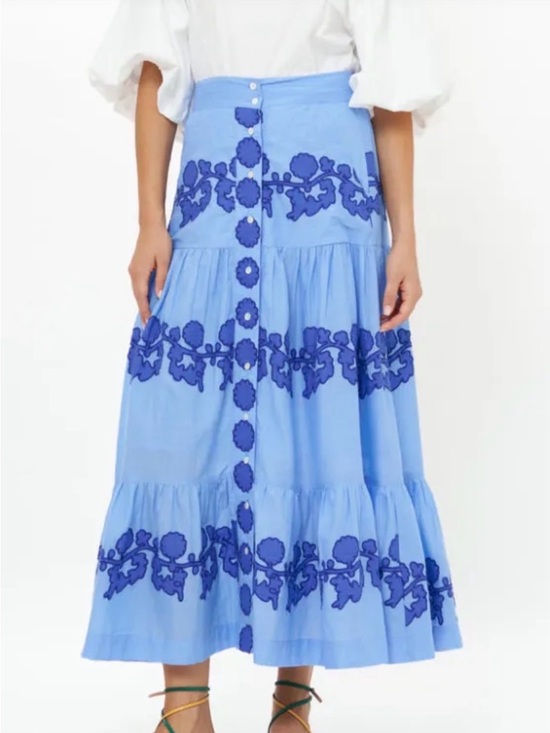 Oliphant Dresses & Skirts - Oliphant Button Front Skirt-Tangier Blue